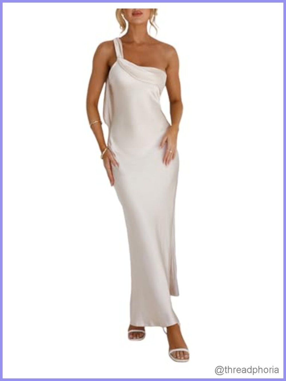 Satin One Shoulder Formal Maxi Dress Sleeveless Backless Ruffle Wedding Guest